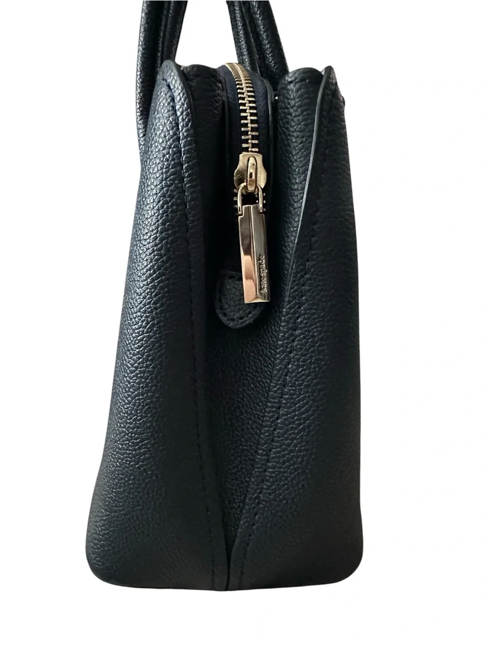 Kate Spade New York Navy Blue Pebbled Leather Jeweled Satchel Crossbody Handbag